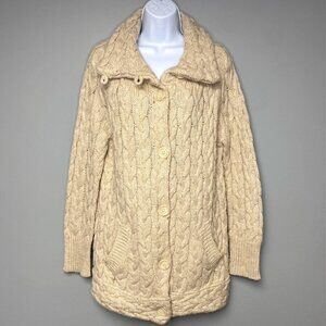 Zara Knit Ivory Chunky Cableknit Cottagecore Lagenlook Sweater Womens Size M